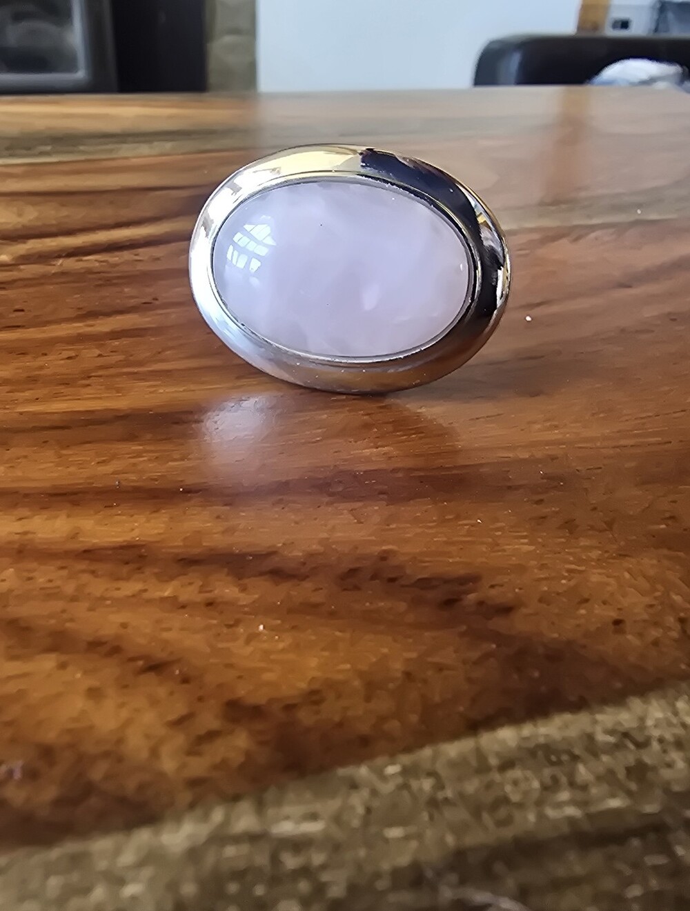 Discontinued Rose Quartz Oval Ring By Evil Pawn Jewelry